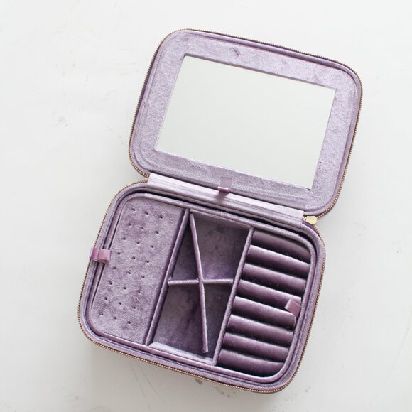 Anthropologie Arlet Flocked Velvet Jewelry Box in Lavender - Picture 1 of 7